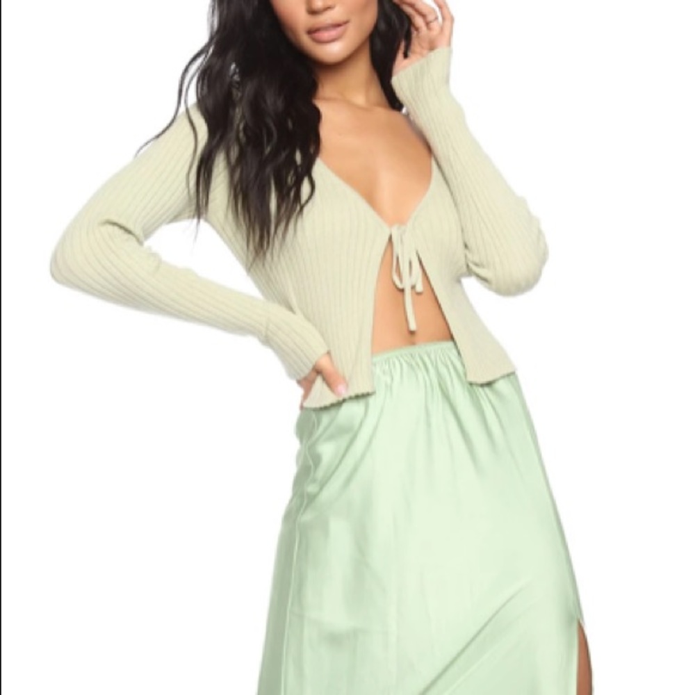 Mint knit tie top